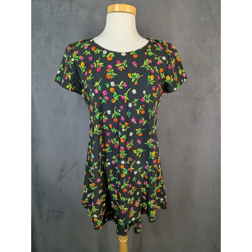 Hampton Dress Co. Dress Size 10 Petite Black Floral Layered Vintage